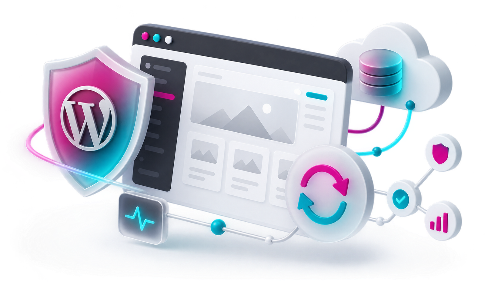 WordPress website protected by updates, backups, security and active monitoring
